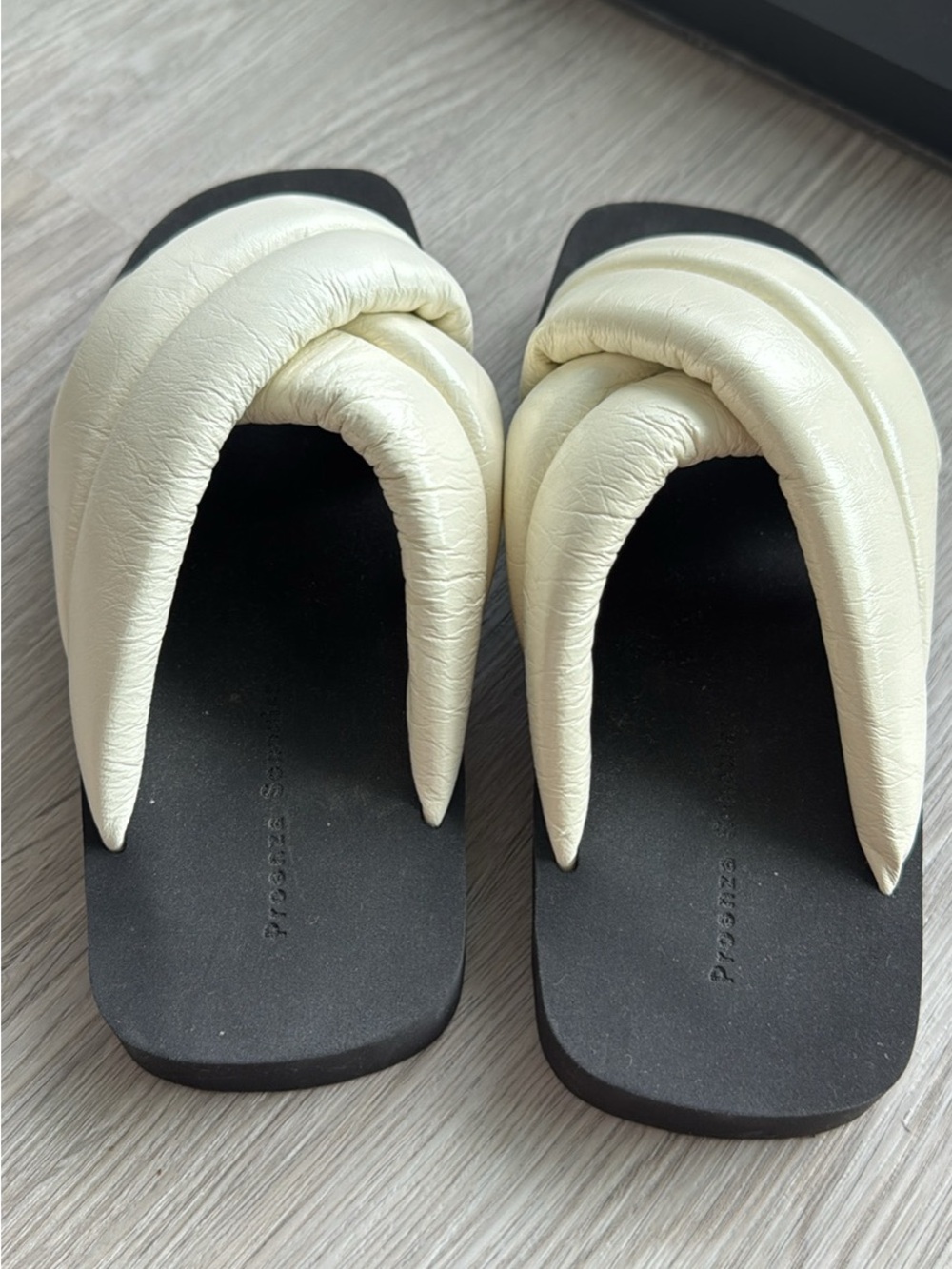 Proenza Schouler Cream Padded Knot Slide Sandals size 7